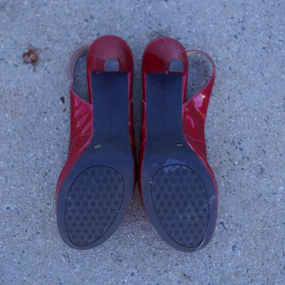 Antonio Melani Haleen Red Patent Slingback Peep Toe Platform Dress Heels 9.5 - Picture 7 of 8